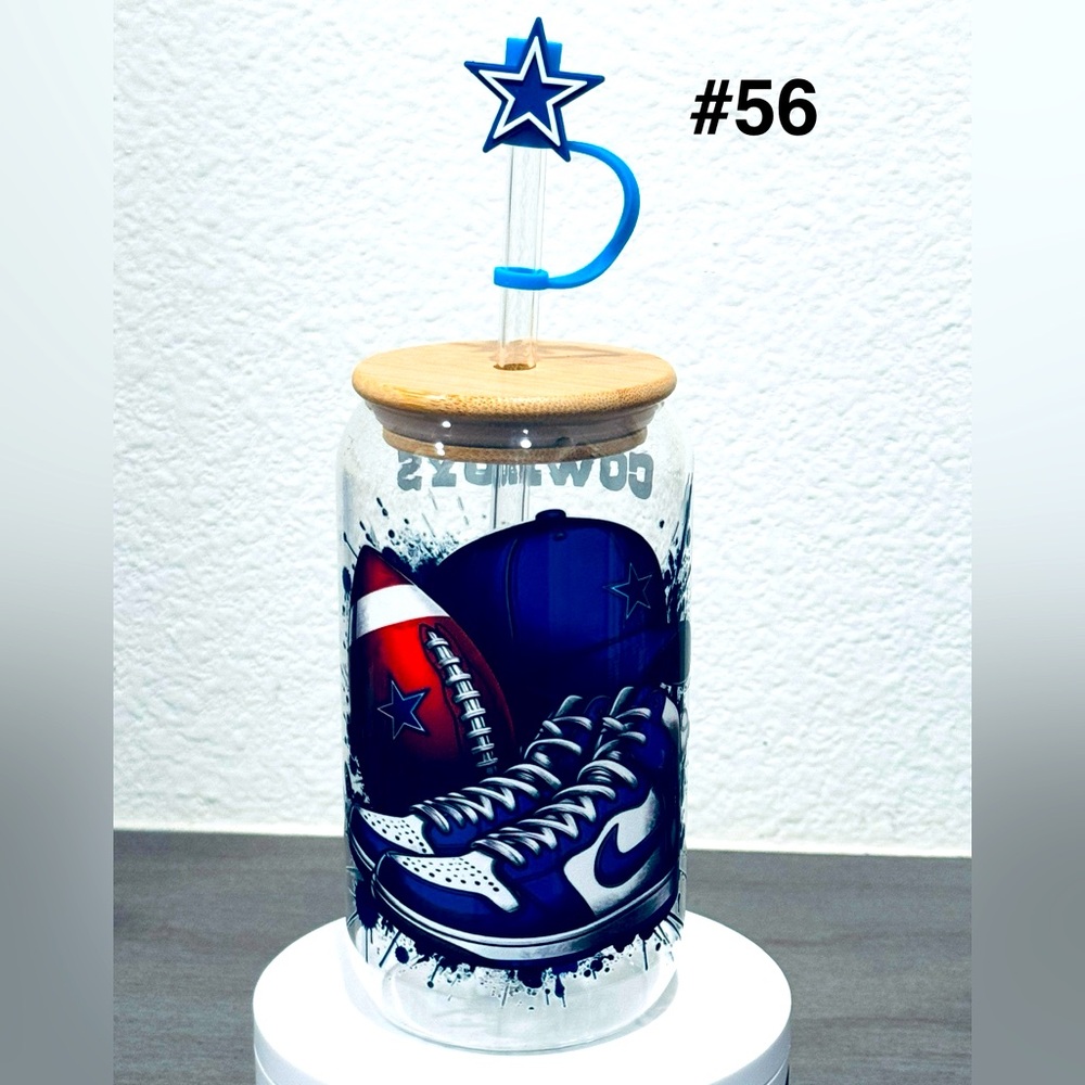 Football Themed cowboys 
Glass Tumbler with Straw